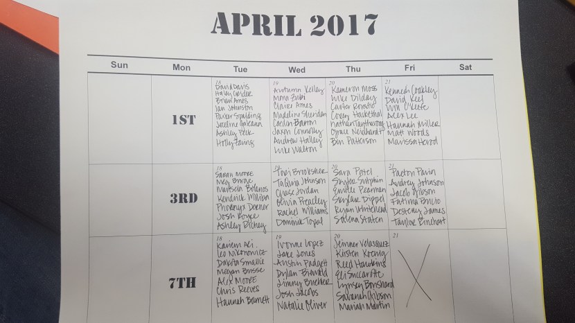 presentation schedule